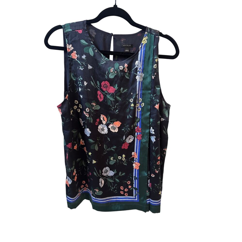 Ann Taylor Floral Sleeveless Blouse sz L